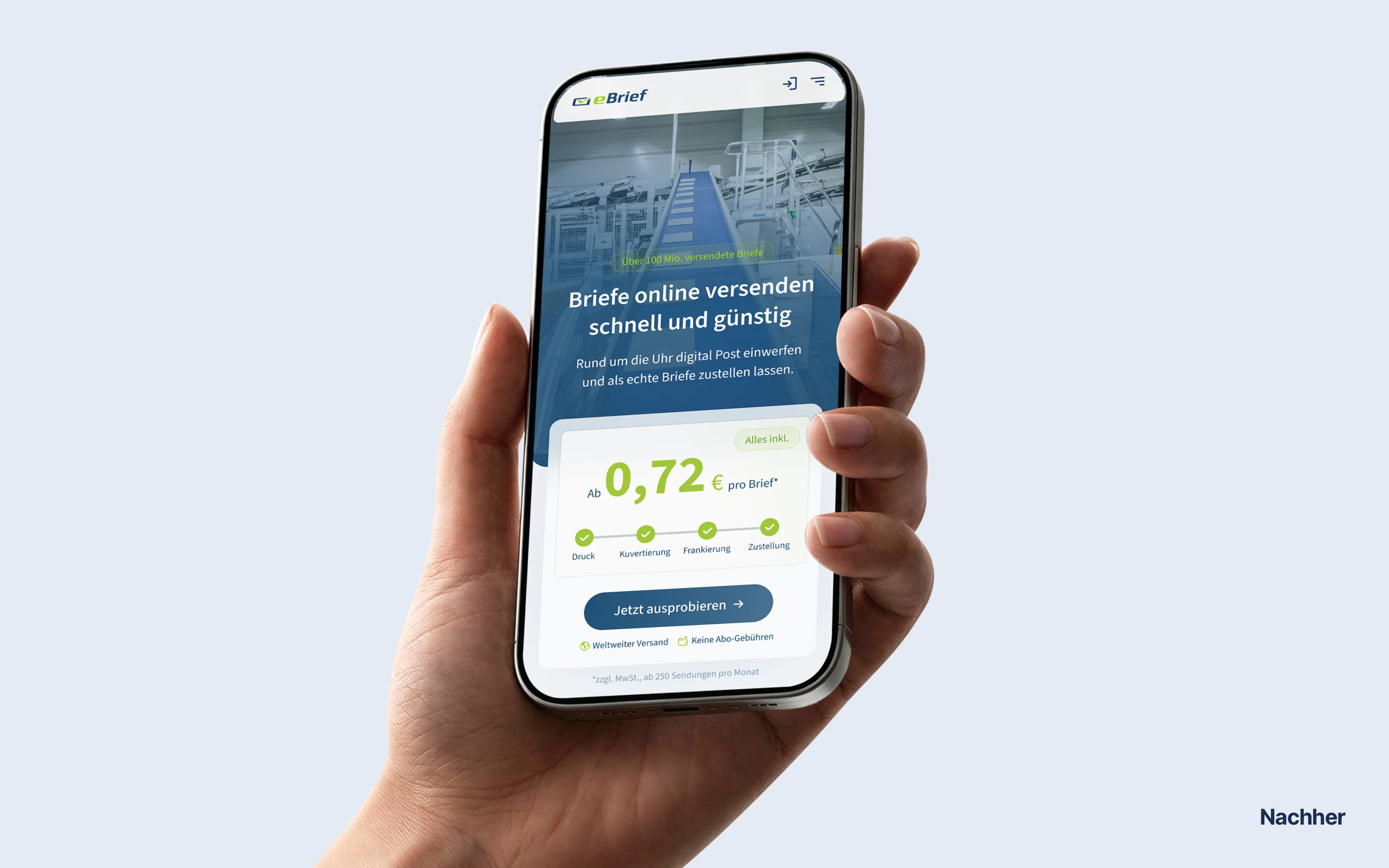 eBrief Startseite nach dem Redesign
